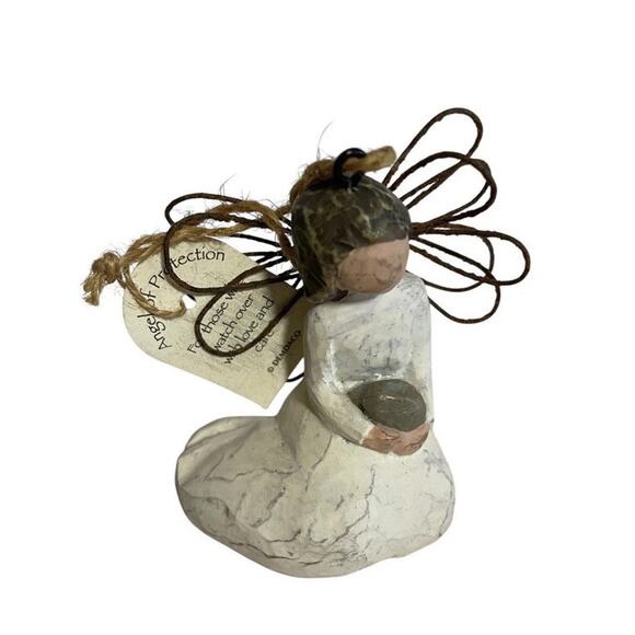 Willow Tree "ANGEL OF PROTECTION" Figurine w Bunny Susan Lordi 2000 DEMDACO 3.5” - Picture 1 of 7